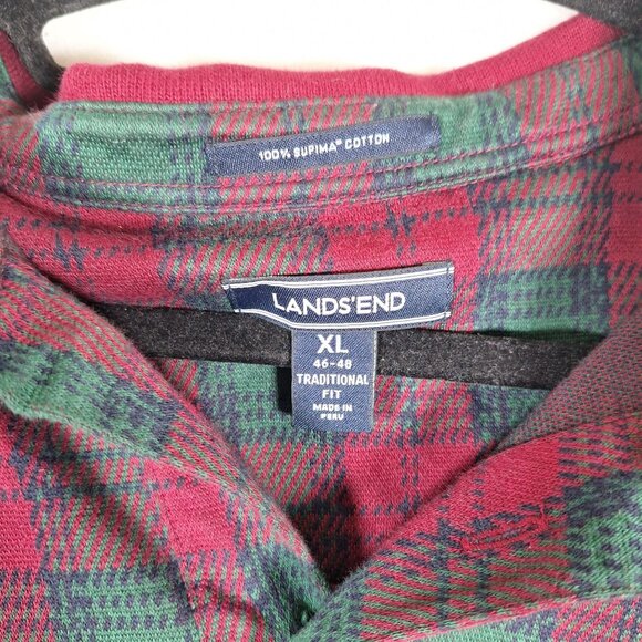 Lands End Mens long sleeve polo shirt plaid size XL - Picture 3 of 4
